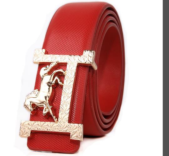 Horse Gold Buckle Real Leather Belt - Equestrian Elegance
