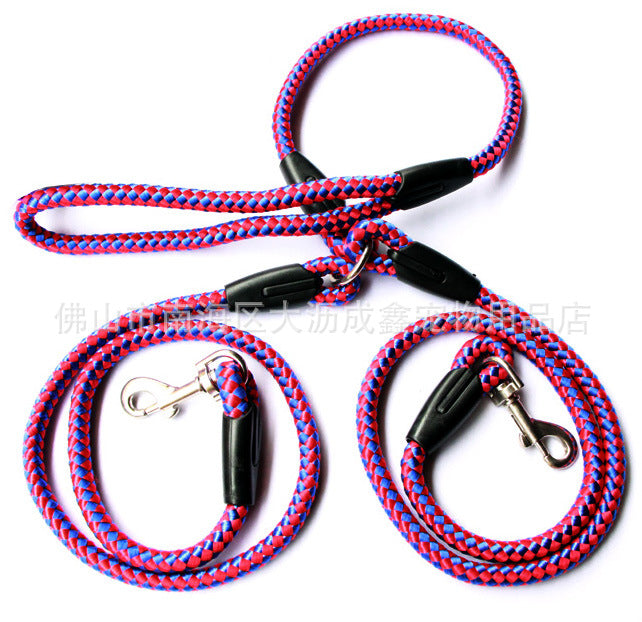 Dubbelsidigt dragrep för promenader med hunden Hand-dubbeländat dragrep ett plus två koppel Halsband Djurtillbehör Hundhalsband
