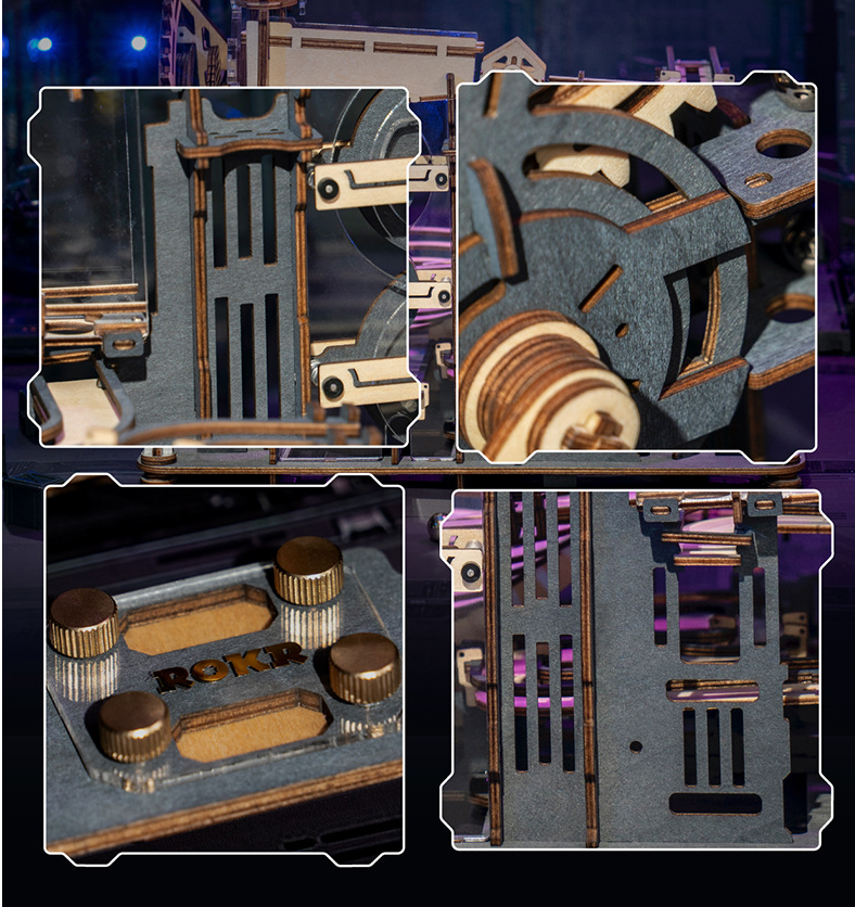 Marble Night City 3D Wood Puzzle Game Assembly Water Wheel Model Toys for Children Kids Birthday Gift