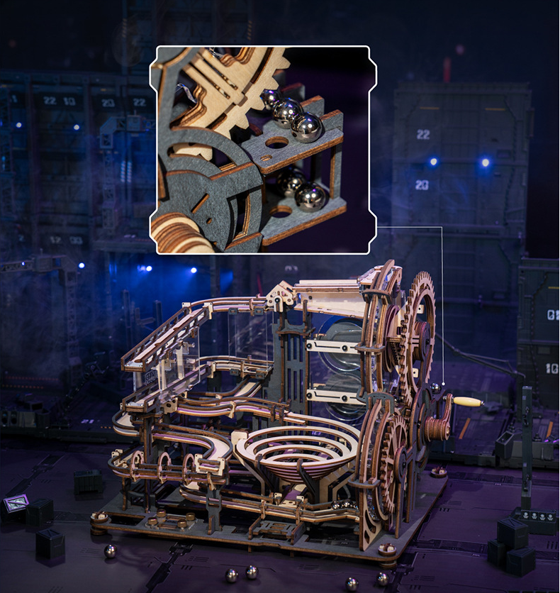 Marble Night City 3D Wood Puzzle Game Assembly Water Wheel Model Toys for Children Kids Birthday Gift