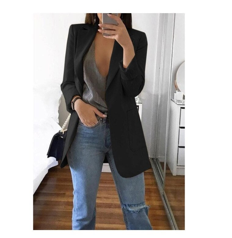 Lapel Slim Cardigan Temperament Blazer - Sophisticated Versatile High-Quality Comfortable Flattering Elegant