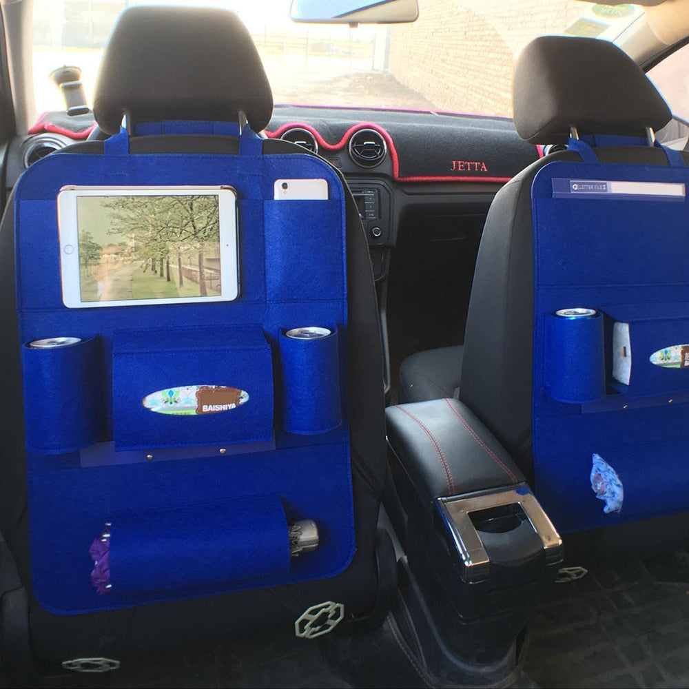Auto Bil Baksäte Organizer Bil-Styling Hållare Multi-Pocket Seat Ull Filt Förvaring Multifunktion Fordonstillbehör Väska