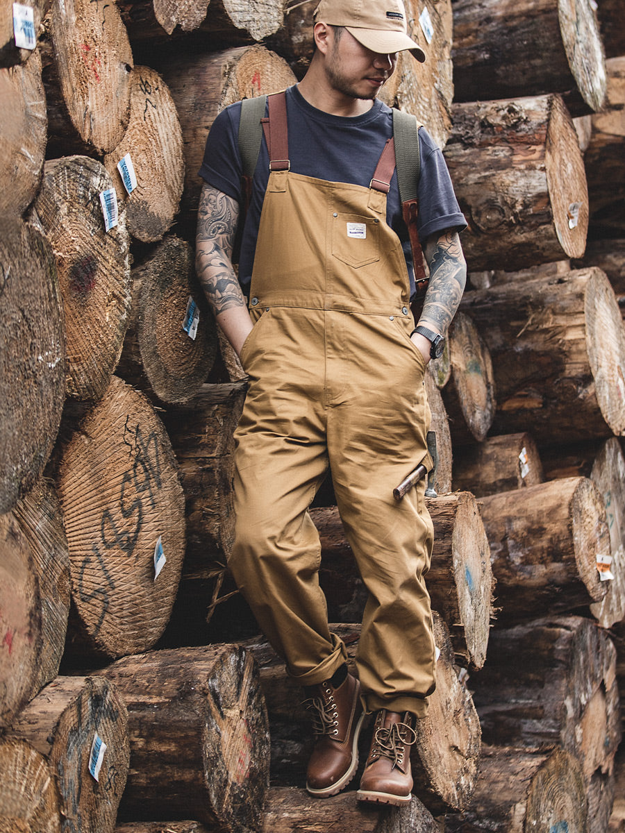 Salopette kaki rétro et pantalon dos nu kaki pour hommes