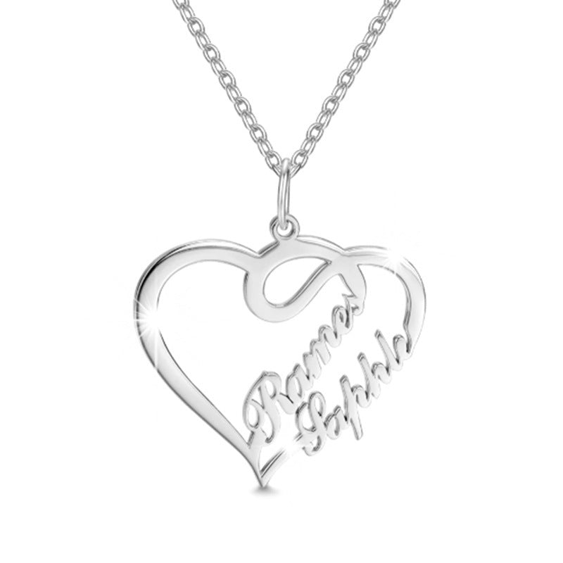 Double Heart Necklace Personalized Necklace Heartfelt Gifts Stainless Steel for Women