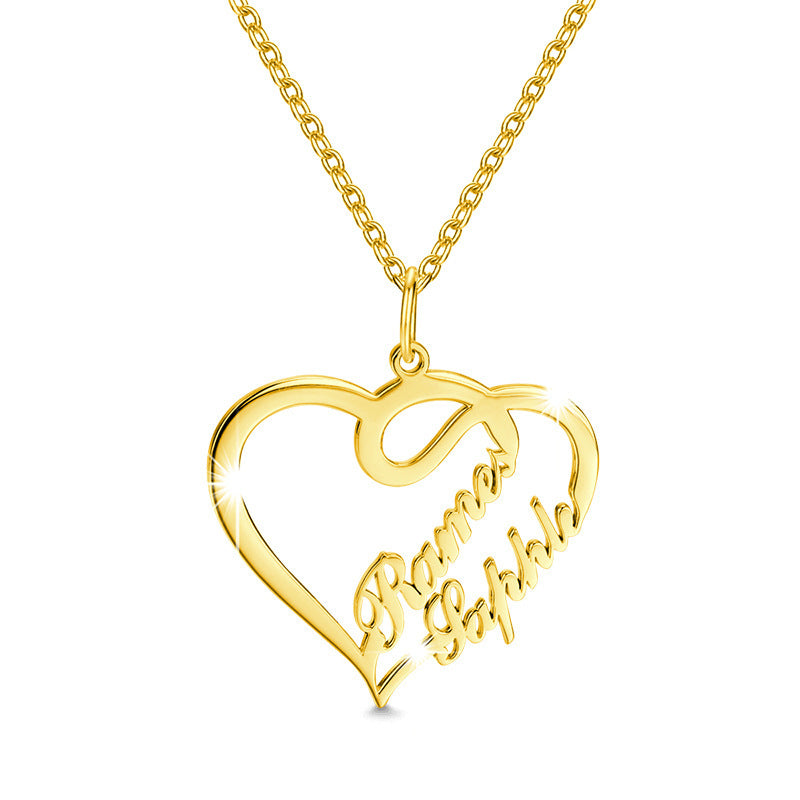 Double Heart Necklace Personalized Necklace Heartfelt Gifts Stainless Steel for Women