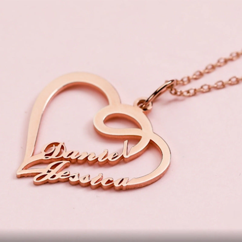 Double Heart Necklace Personalized Necklace Heartfelt Gifts Stainless Steel for Women