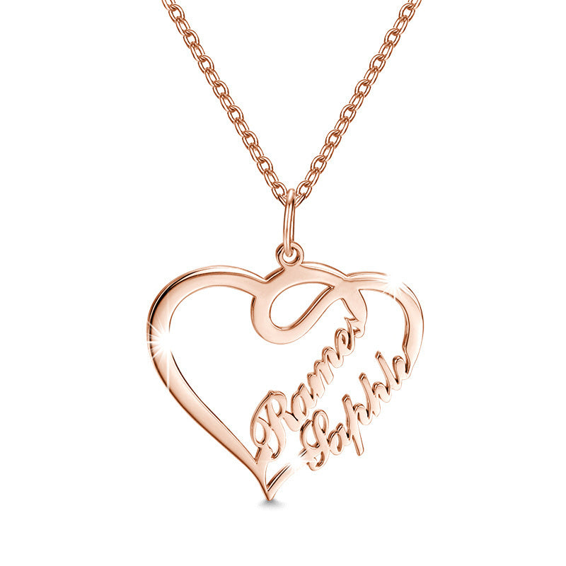 Double Heart Necklace Personalized Necklace Heartfelt Gifts Stainless Steel for Women