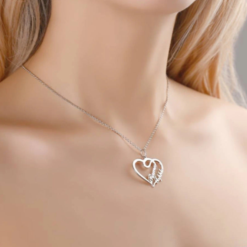 Double Heart Necklace Personalized Necklace Heartfelt Gifts Stainless Steel for Women