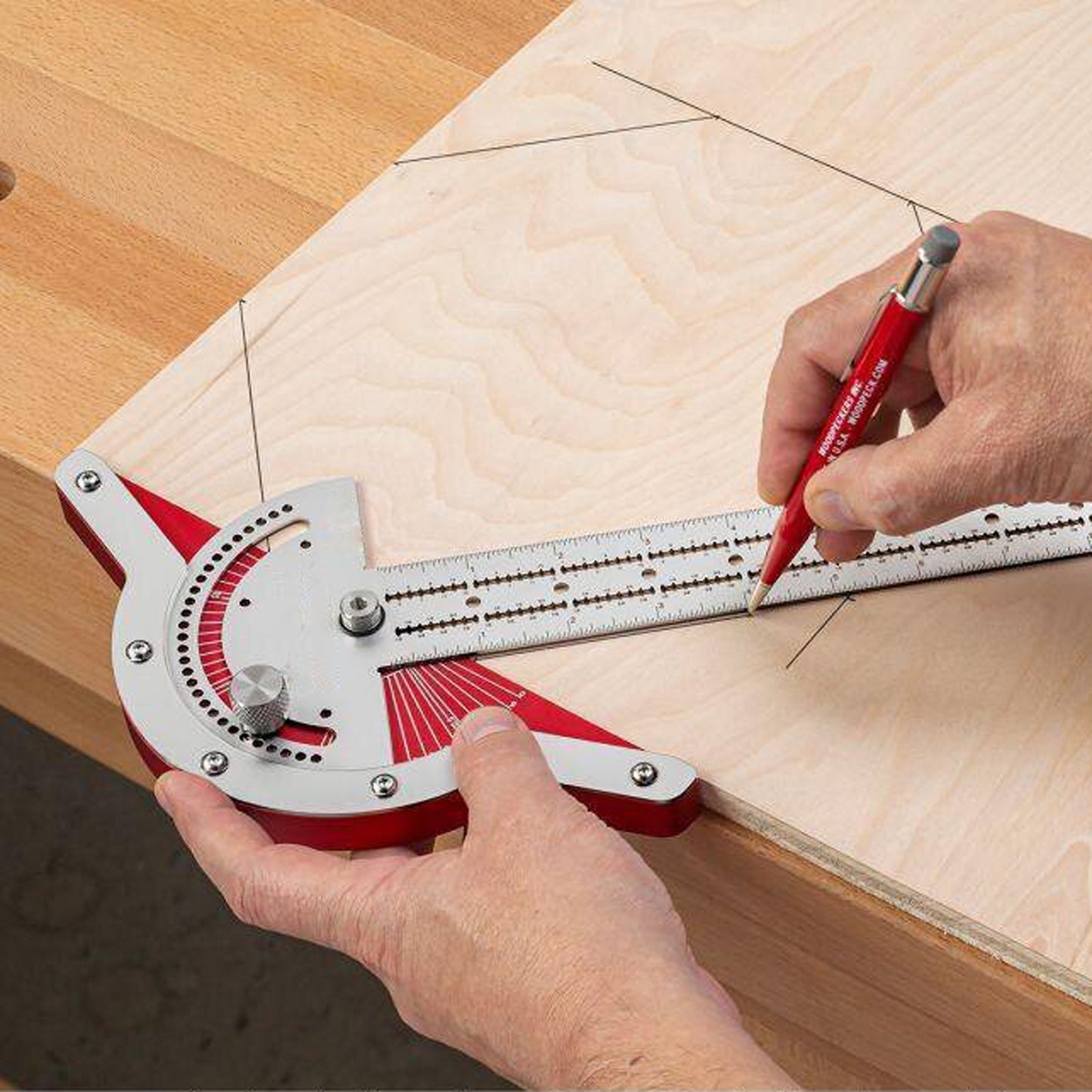 Woodworker Edge Ruler Protractor Angle Protractor Two Arm Woodworking Ruler Measuring Instrument Carpentry Tool