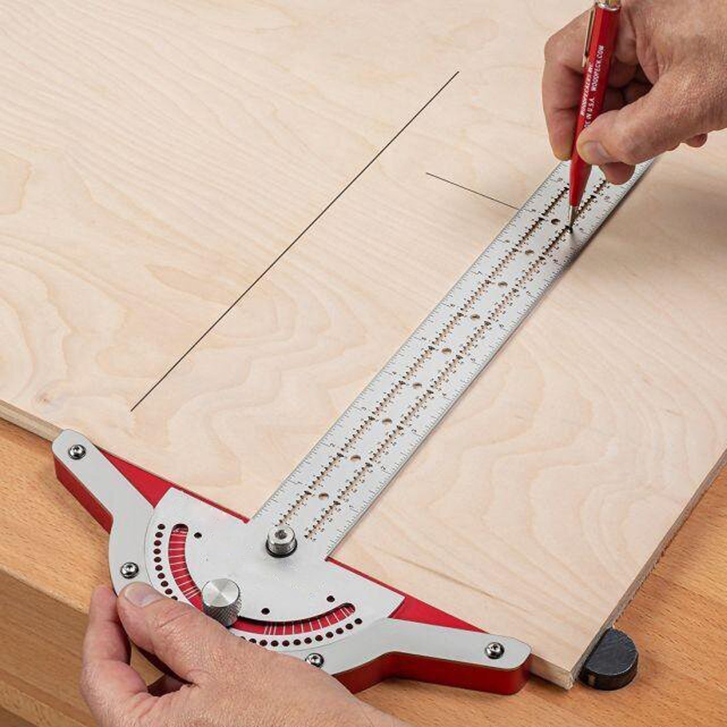 Woodworker Edge Ruler Protractor Angle Protractor Two Arm Woodworking Ruler Measuring Instrument Carpentry Tool