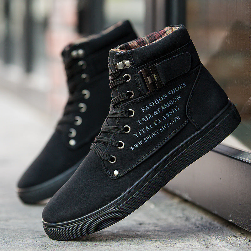 DEKABR 2021 Hot Men Skor Mode Varm Päls Vinter Män Stövlar Höst Läder Skor För Man Nya High Top Canvas Casual Skor Män