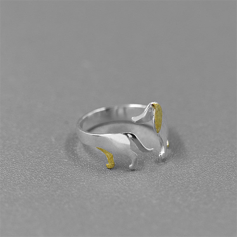 Bague teckel en argent Sterling S925, bijoux à la mode, bague pour chien