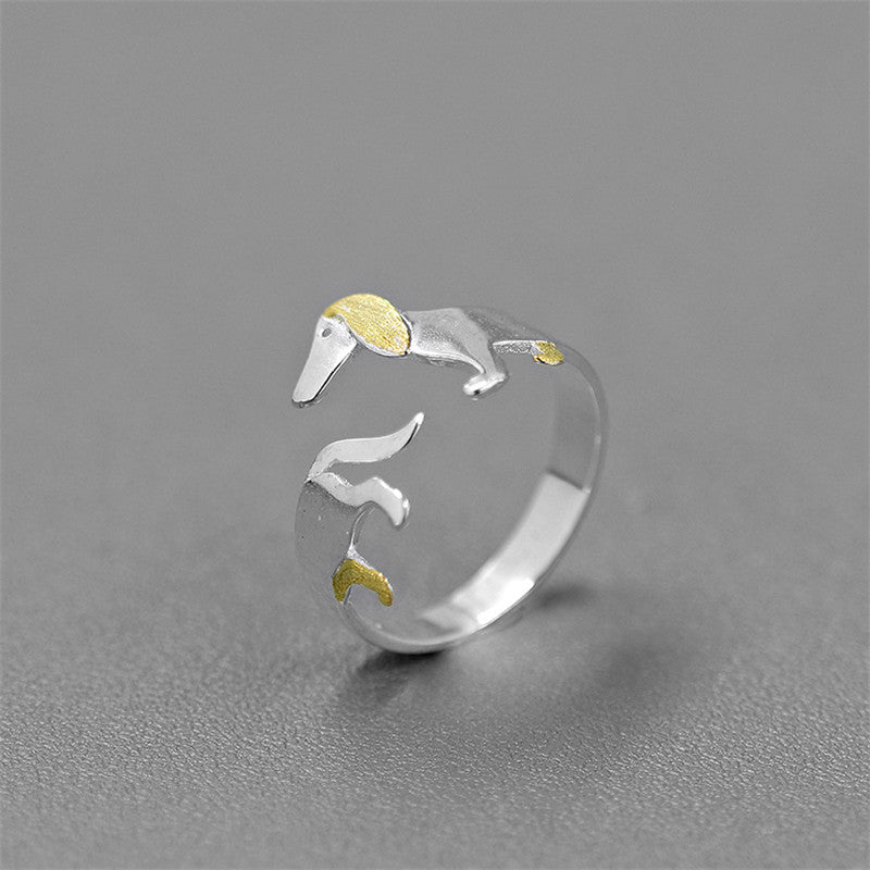 Bague teckel en argent Sterling S925, bijoux à la mode, bague pour chien