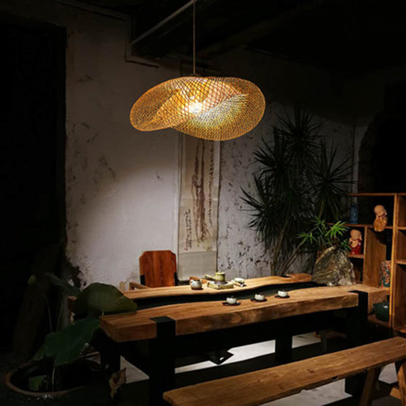 Bamboo Chandelier Kinesisk Zen Tea Room Lampa