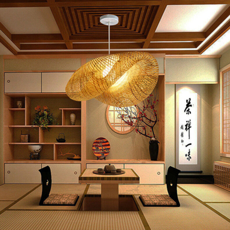 Bamboo Chandelier Kinesisk Zen Tea Room Lampa