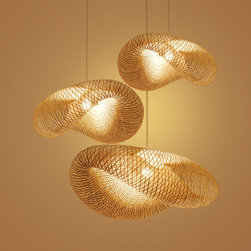 Bamboo Chandelier Kinesisk Zen Tea Room Lampa
