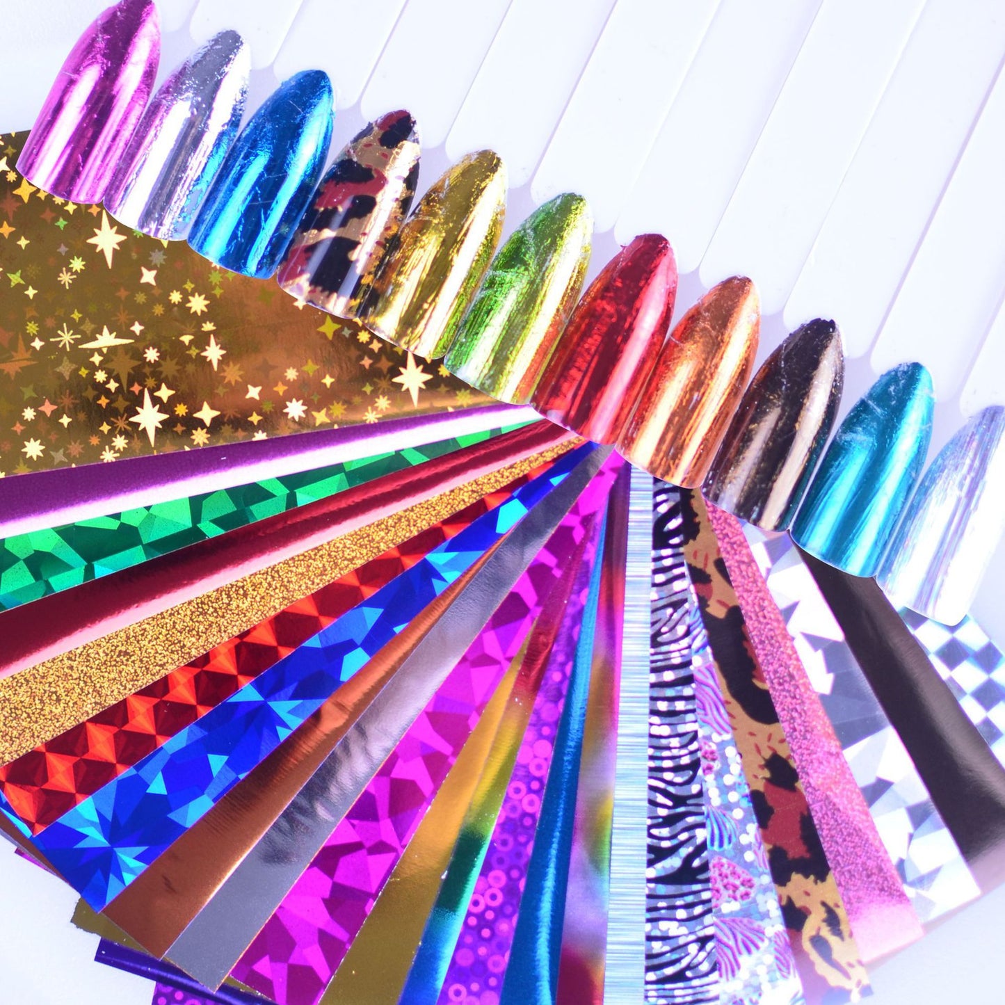 24 Sheets Nail Art Foils Laser Shinning Mixed Beauty Transfer Tips Sticker Craft DIY Universe Decorations