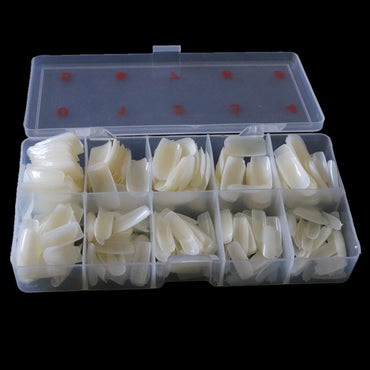 Professional Nail Extension Tips - 500 Pieces Box | 150g Transparent Natural French