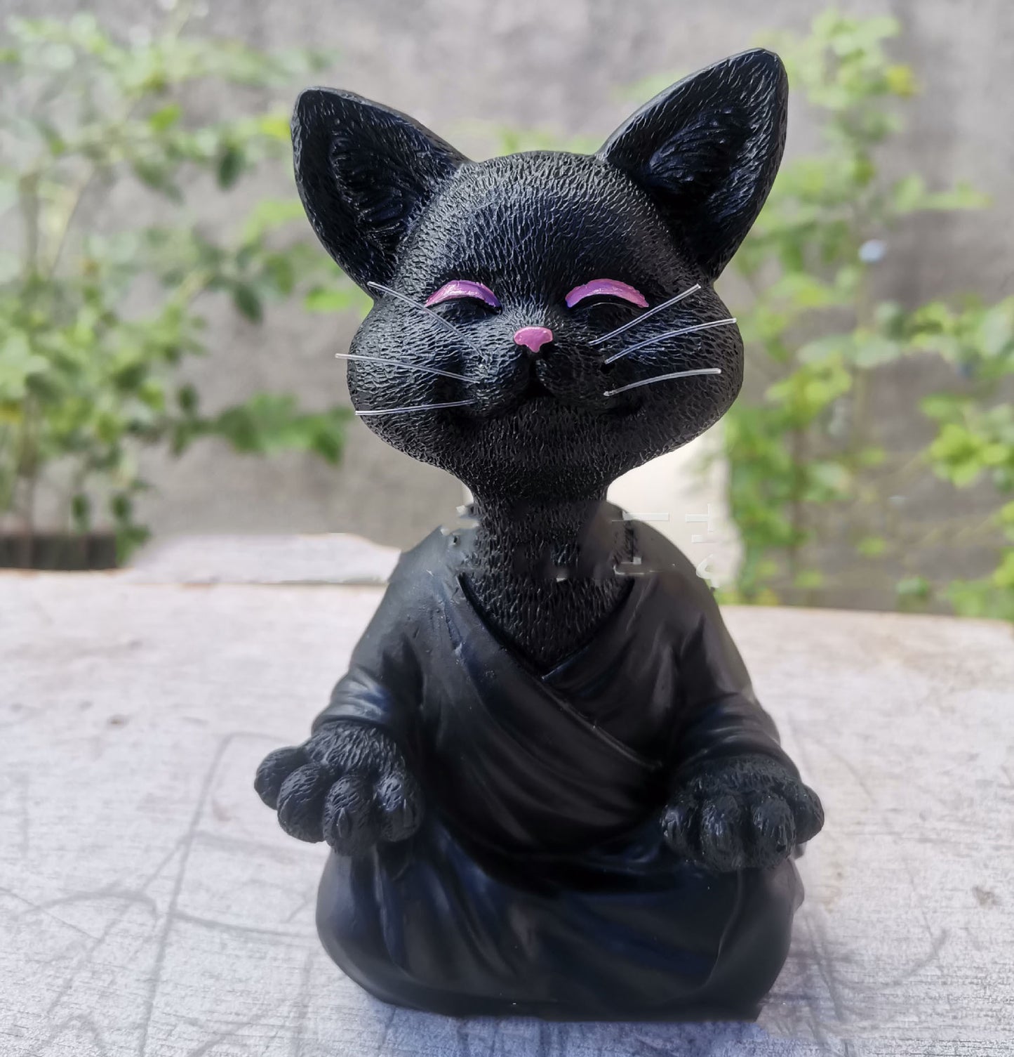 Sunday Meditation - Whimsical Black Buddha Cat Figurine