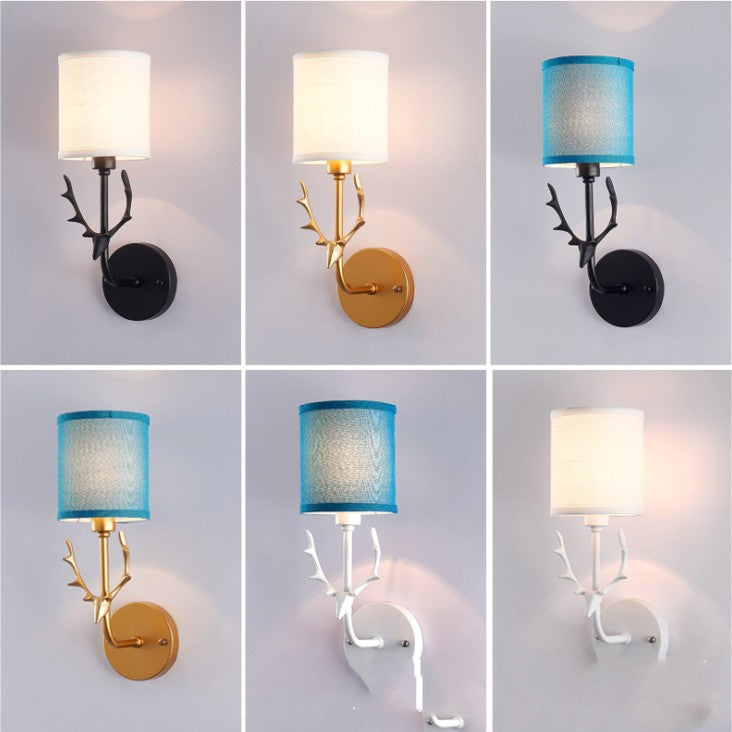 Modern Bedroom Hallway Wall Lamp Iron Antlers Living Room Hotel Lamps