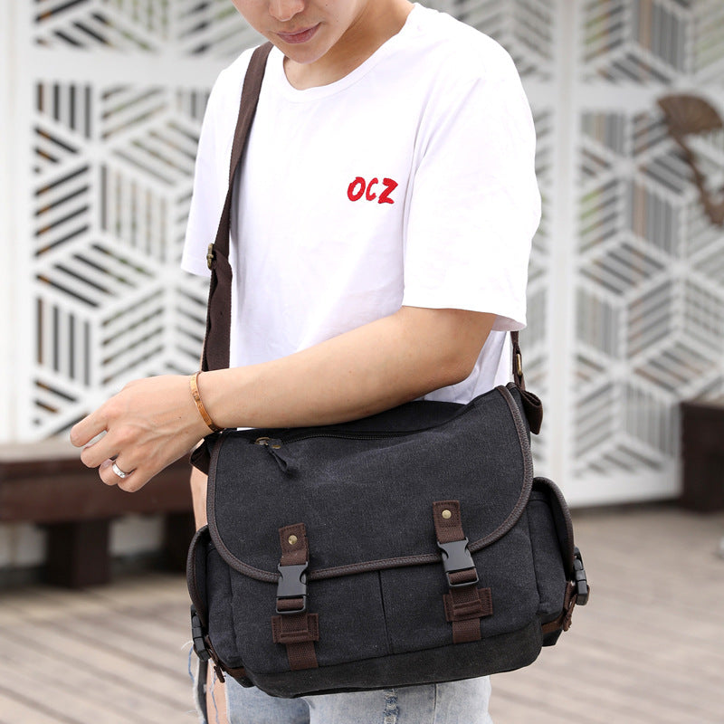Men's Canvas Messenger Bag - Multi-Function Casual Shoulder Bag for Modern Men