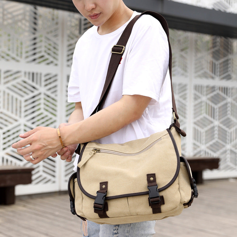 Men's Canvas Messenger Bag - Multi-Function Casual Shoulder Bag for Modern Men