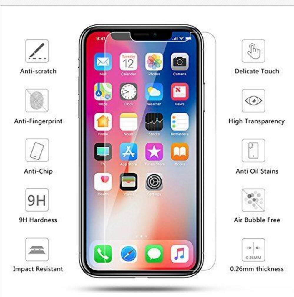 Kompatibel med Apple, för iPhone 12 11 Xs Max 7 8 6 härdat glas skärmskydd