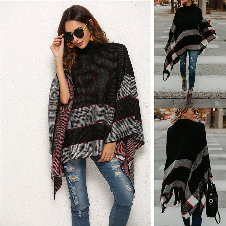 Stylish Cape Turtleneck Sweater - Warmth and Style Combined