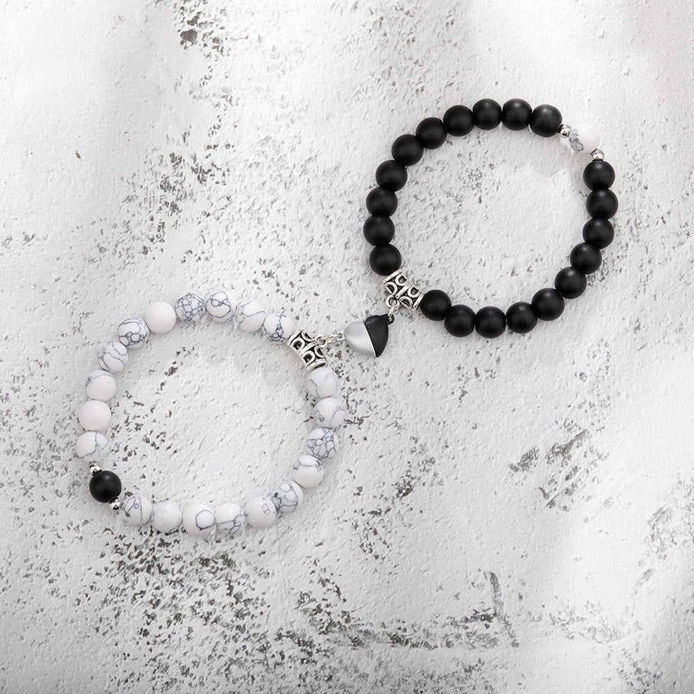 Ett par magnetiska pararmband för kvinnor älskare hjärtavstånd parat hänge naturstenarmband alla hjärtans dag presenter mänsmycken