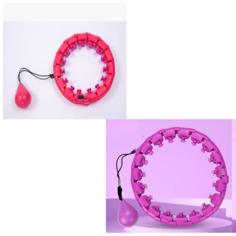 Professional Adjustable Smart Hula Hoop - ABS No-Fall Technology (18/21/24 Knots, Pink/Purple)