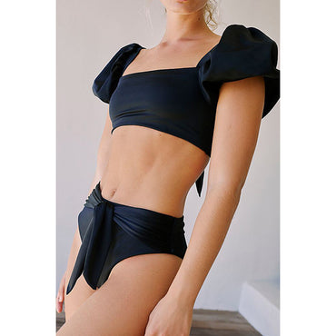 Vente chaude volants Bikini couleur unie Bikinis femmes maillots de bain Sexy Biquini maillot de bain bandeau maillot de bain Bikini