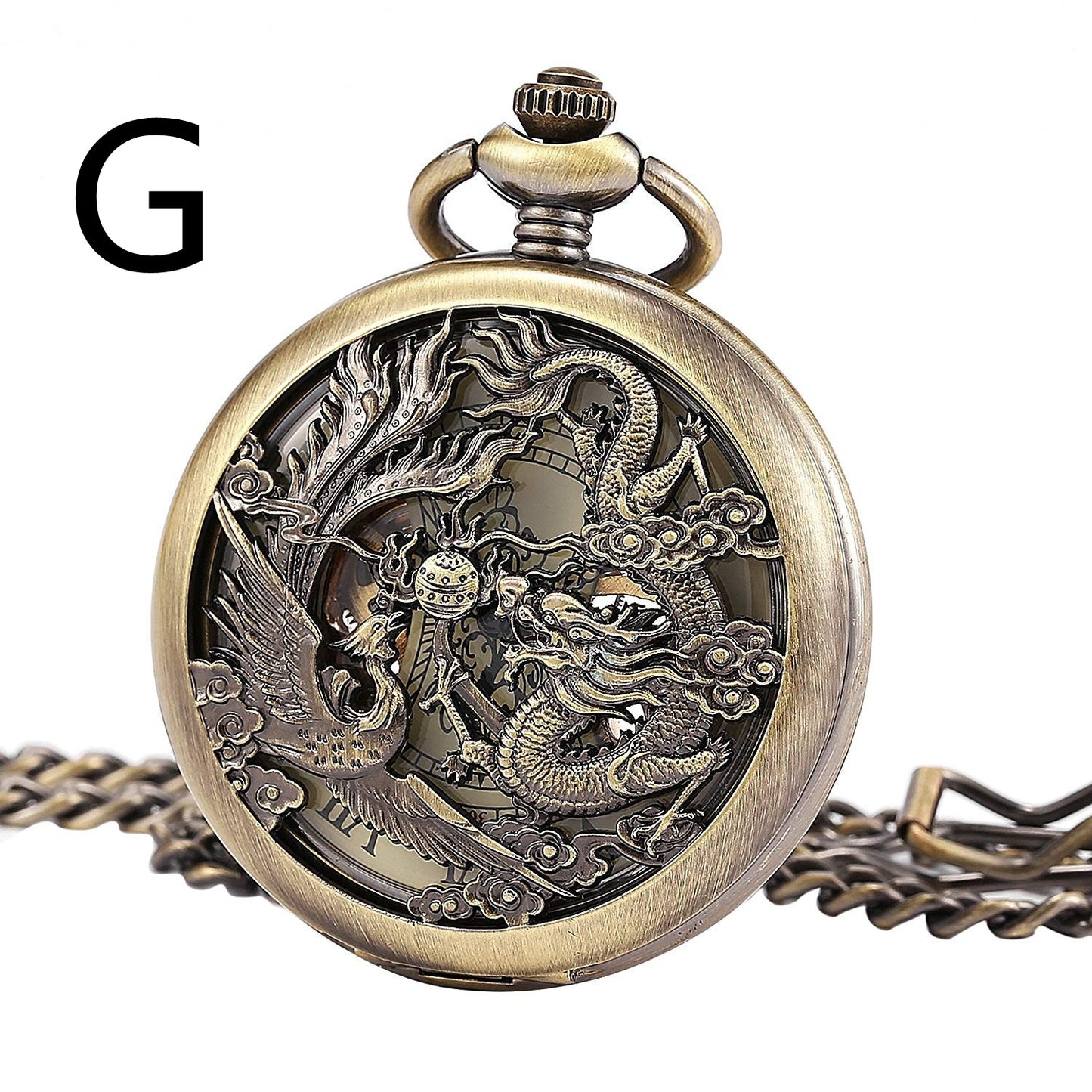Romaji Hollow Pocket Watch With Gear Parts - Traditional Craftsmanship Industrial Charm Intricate Elegant Watchmaking