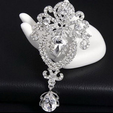 Luxury Crown Crystal Corsage Pendant Glass Brooch