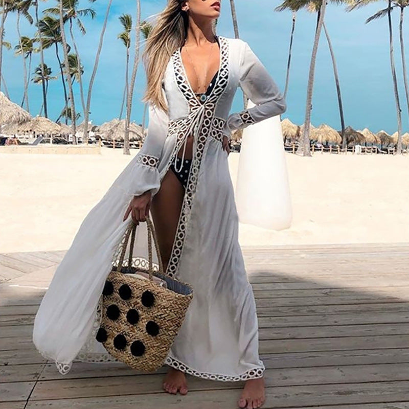 Cotton Beach Cover up Print Baddräkt cover up Badkläder Dam Sommarklänning Kaftan Robe de Plage Saida de Praia Tunika Pareo
