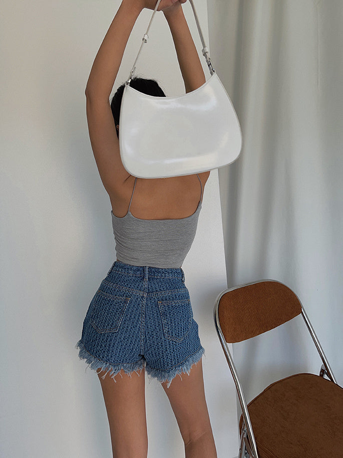 High-waisted Skinny Hot Girl With Frayed Hot Pants Retro