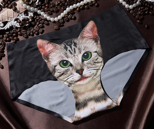 3D printing Women's Pussycat Panties Anti Emptied Cat Printing Underwear Women Panty Sexy Briefs Women Seamless Control Girls