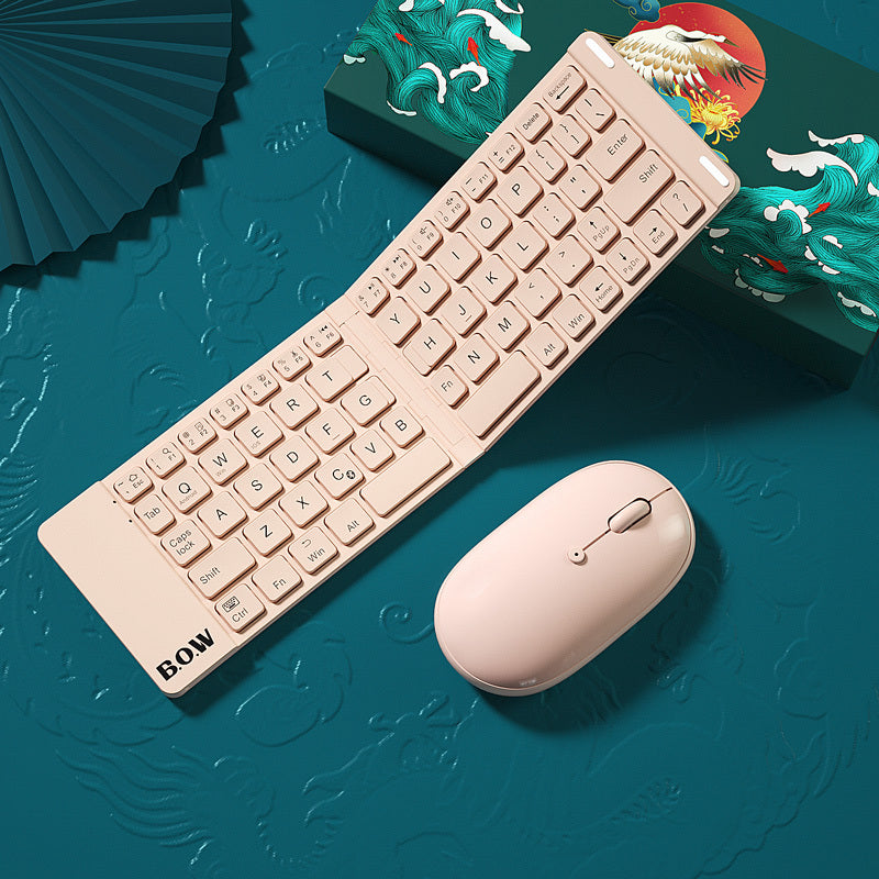 Nytt hopfällbart Bluetooth-tangentbord och musset, trådlöst, tyst, bärbart tangentbord för affärer och resor