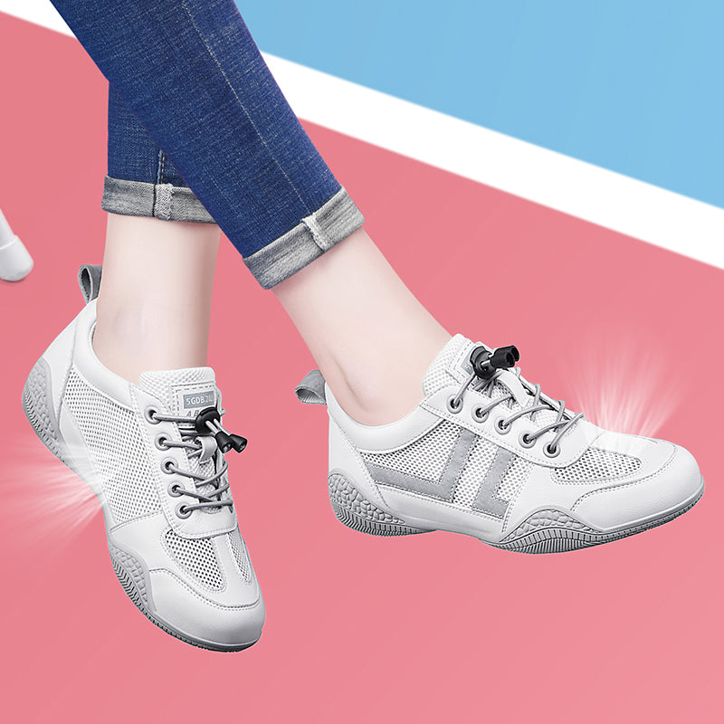 Women's Leather Summer Single Shoes - Cross Strap Mesh Design