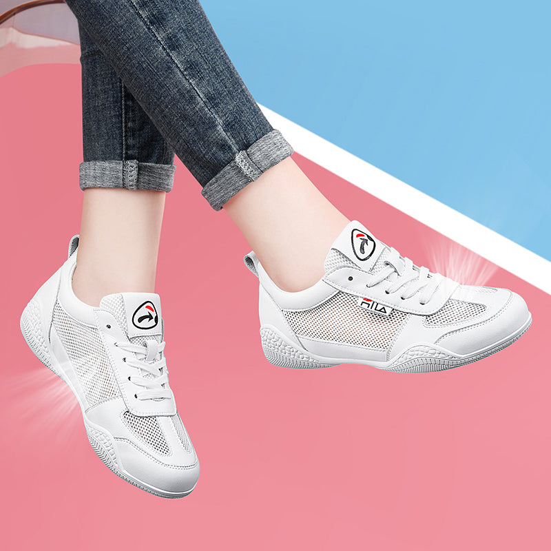 Women's Leather Summer Single Shoes - Cross Strap Mesh Design