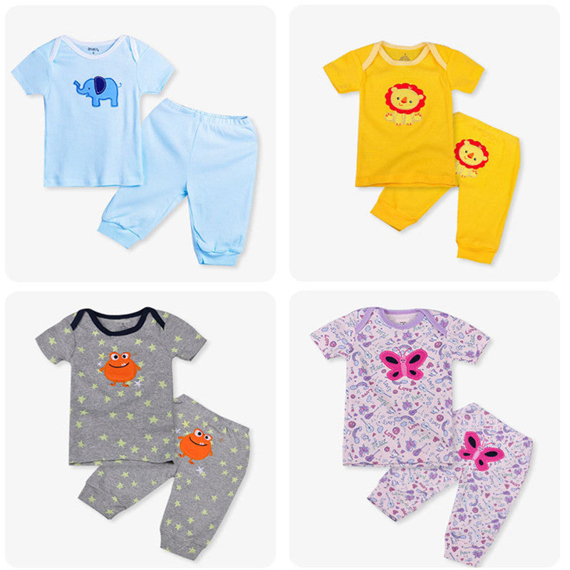 Barnkläder Kortärmade pojkar och flickor Hemkläder Sommar Baby Underkläder Pyjamas Set