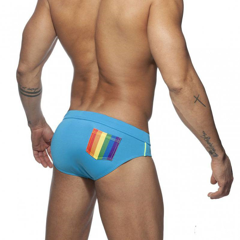 Rainbow Pocket Slip de bain Sexy agressif taille basse pour hommes