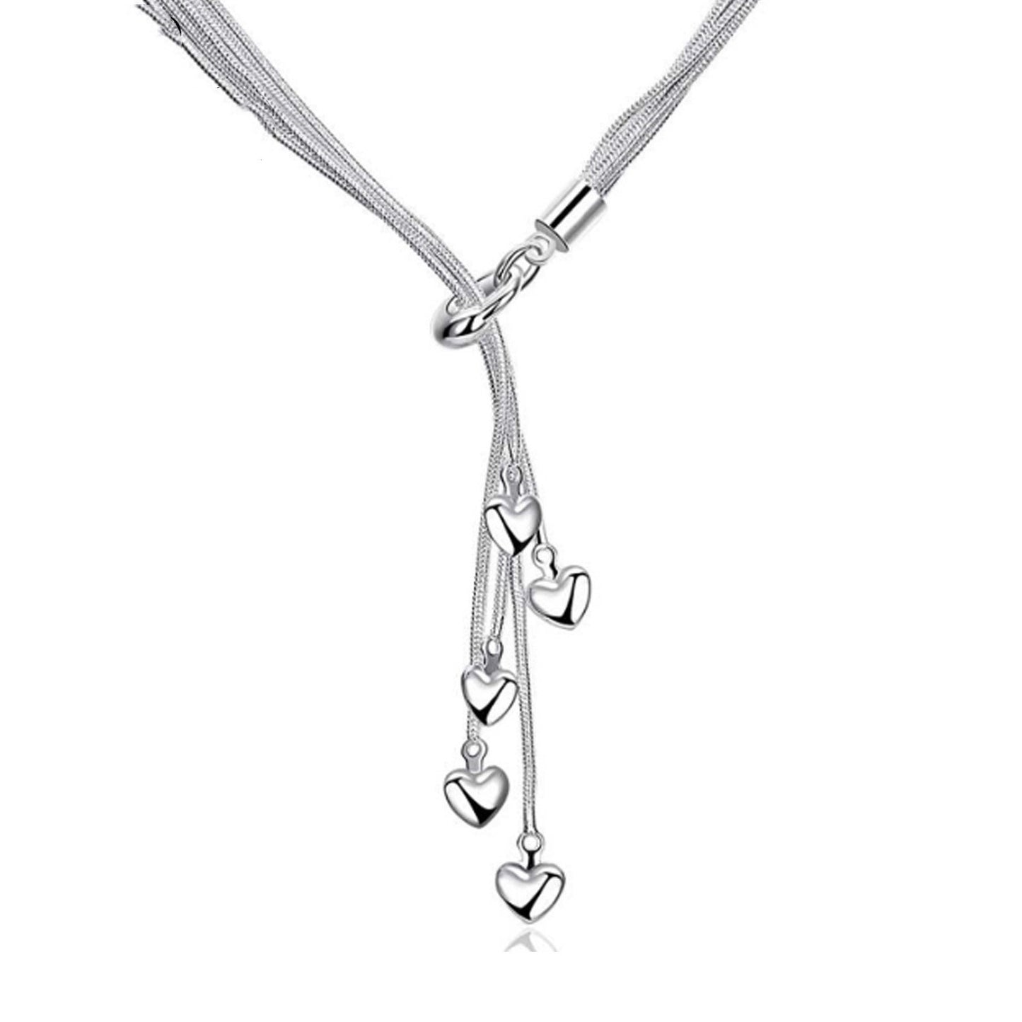 Collier plaqué argent cinq colliers coeur en os de serpent