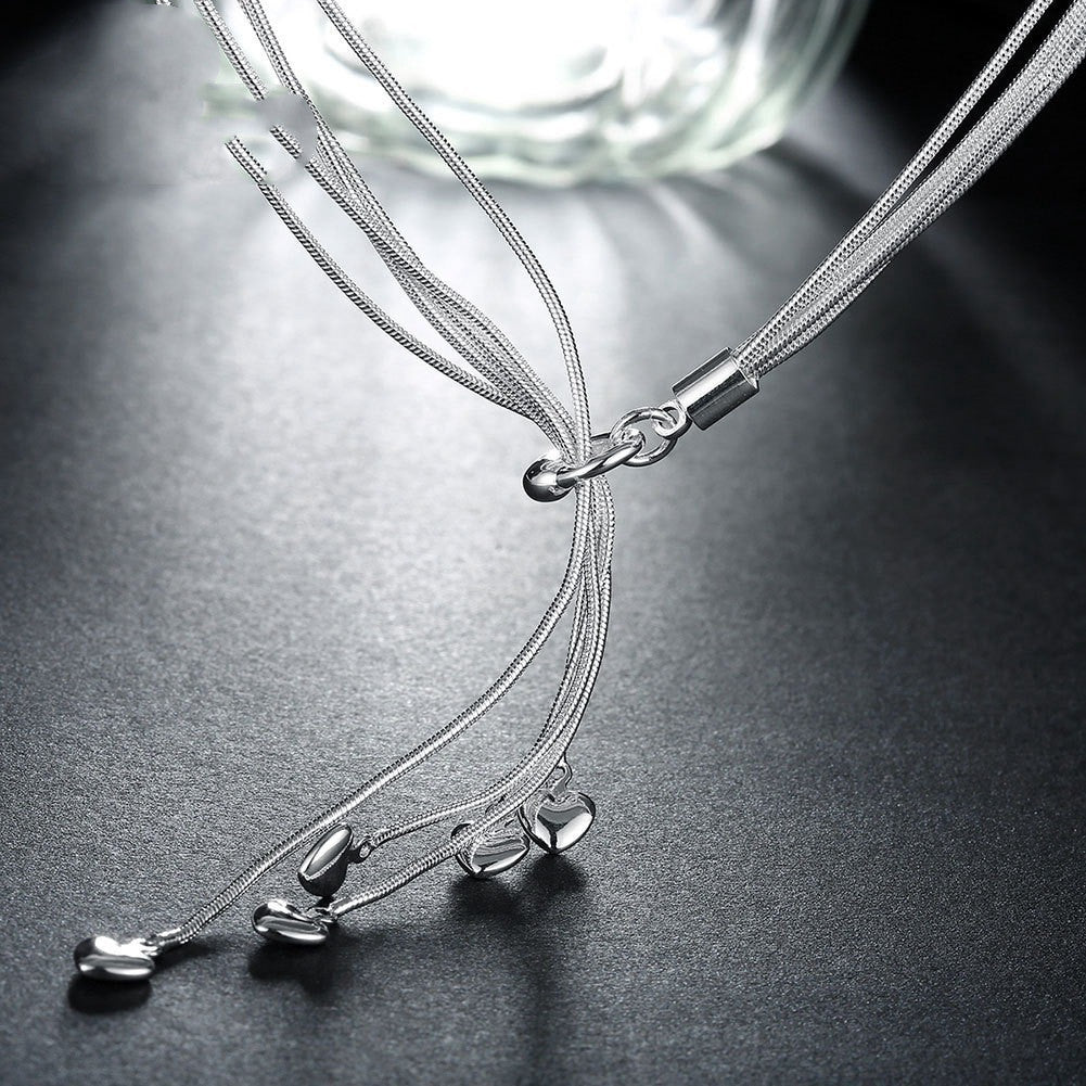 Collier plaqué argent cinq colliers coeur en os de serpent