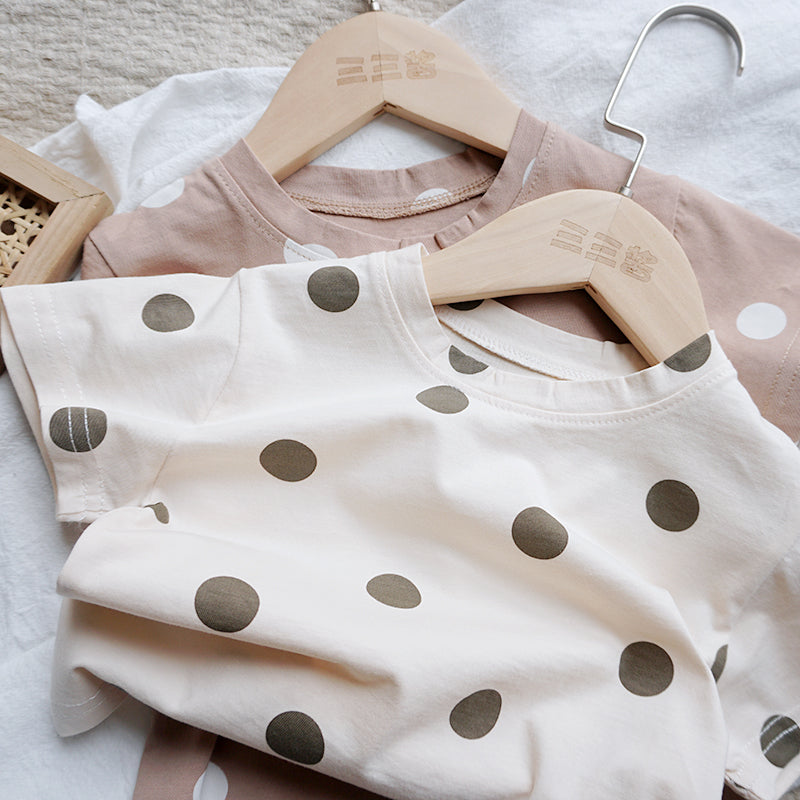 Baby Cotton Dot T-Shirt Kortärmad Pojkar och Flickor Lös T-shirt Barns utländsk stil Sommarkläder Baby Dot Top