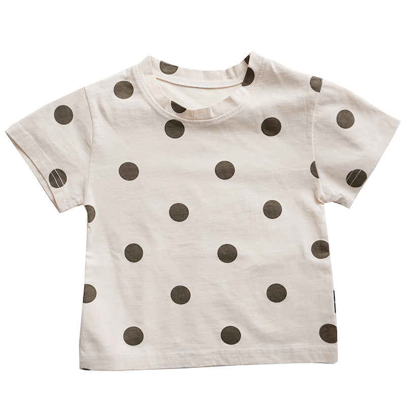 Baby Cotton Dot T-Shirt Kortärmad Pojkar och Flickor Lös T-shirt Barns utländsk stil Sommarkläder Baby Dot Top