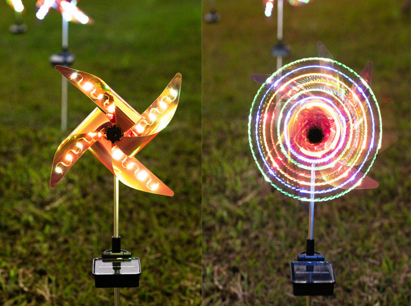 Summer Home Vacation - Led Solar Wind Spinner Light Garden Path Outdoor Yard Pinwheels Windmill Decor