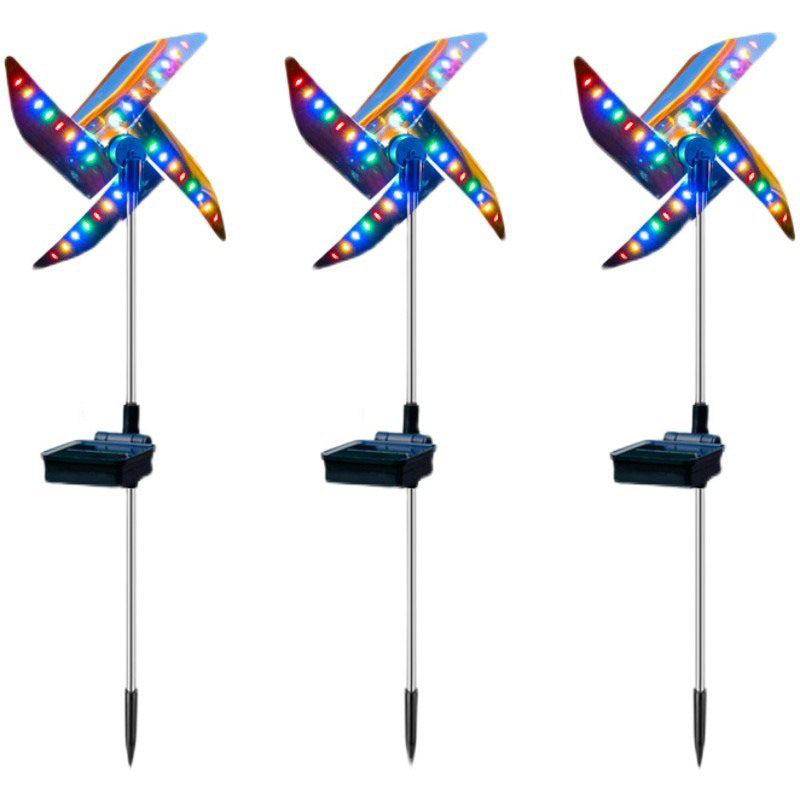 Summer Home Vacation - Led Solar Wind Spinner Light Garden Path Outdoor Yard Pinwheels Windmill Decor
