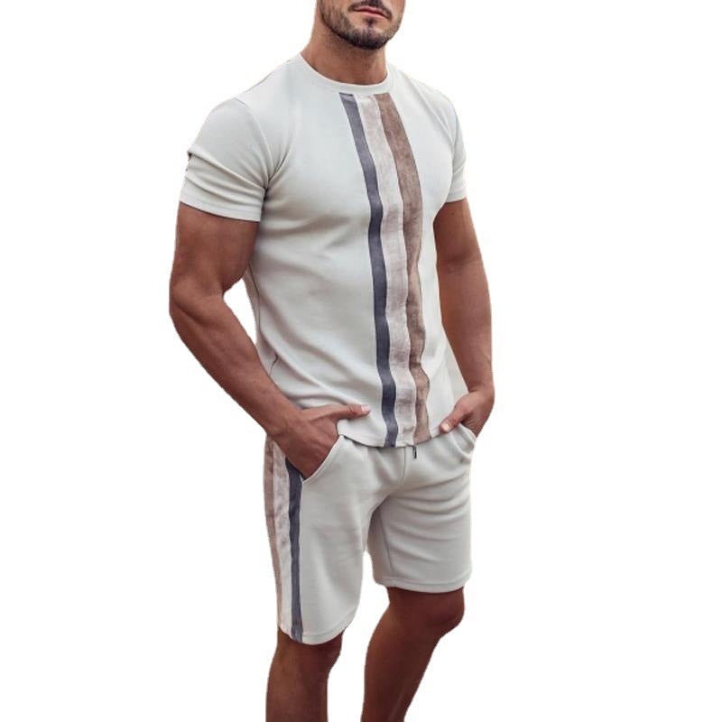 Costume décontracté à manches courtes deux pièces pour hommes