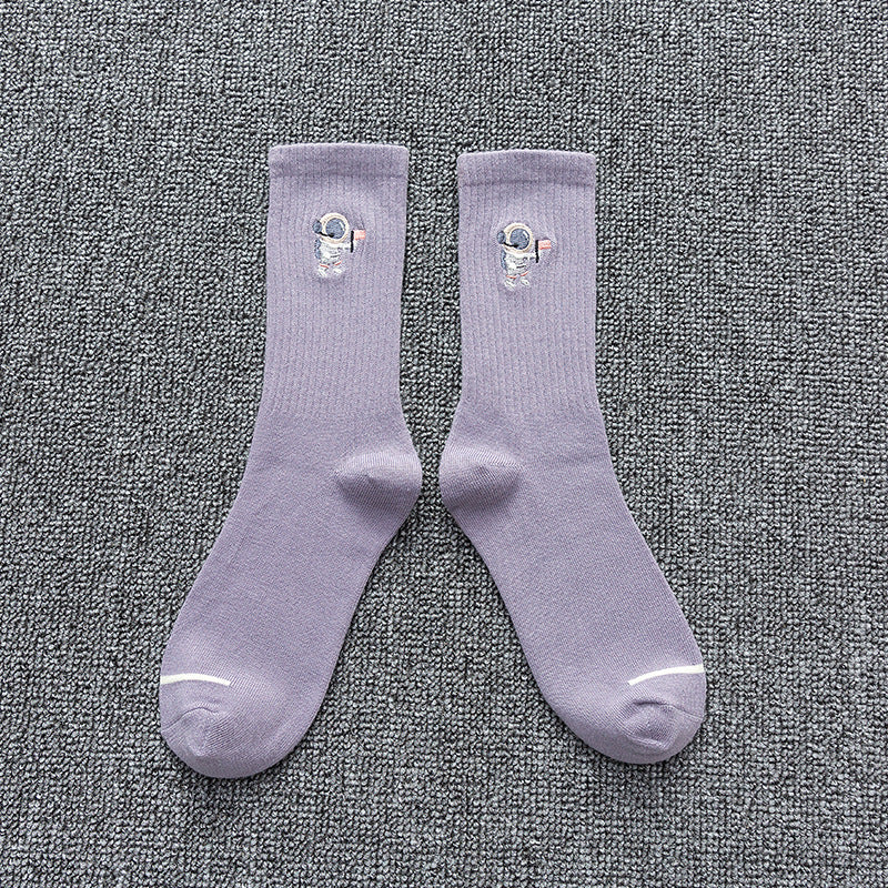 Chaussettes en coton brodées chaussettes astronautes chaussettes de sport
