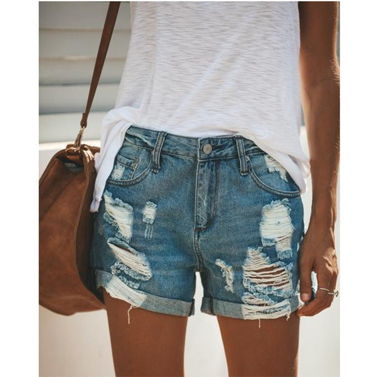 Women denim shorts ripped - Distressed Edge